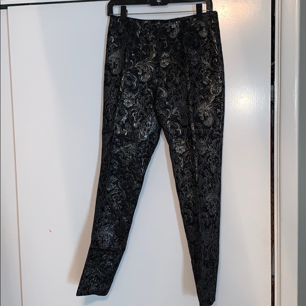 Boston Proper Black/Silver Jacquard Pants - Picture 4 of 6